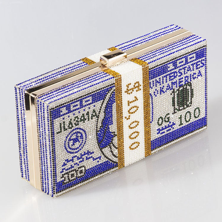 Glittering Dollar Clutch Evening Bag for Women Royal Blue