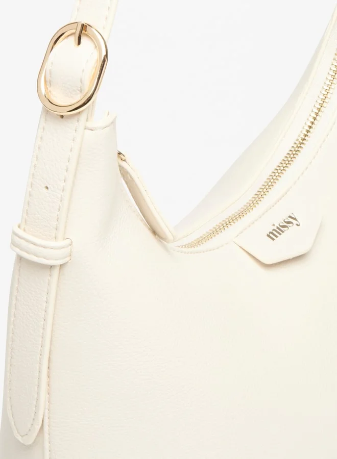 MISSY Missy Logo Embossed Shoulder Bag with Zip Closure