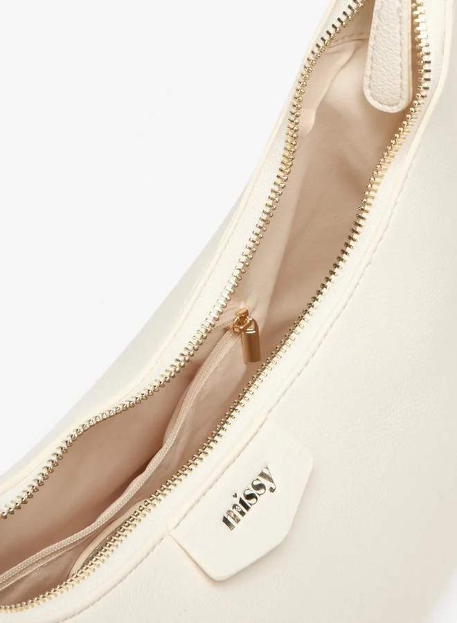 MISSY Missy Logo Embossed Shoulder Bag with Zip Closure