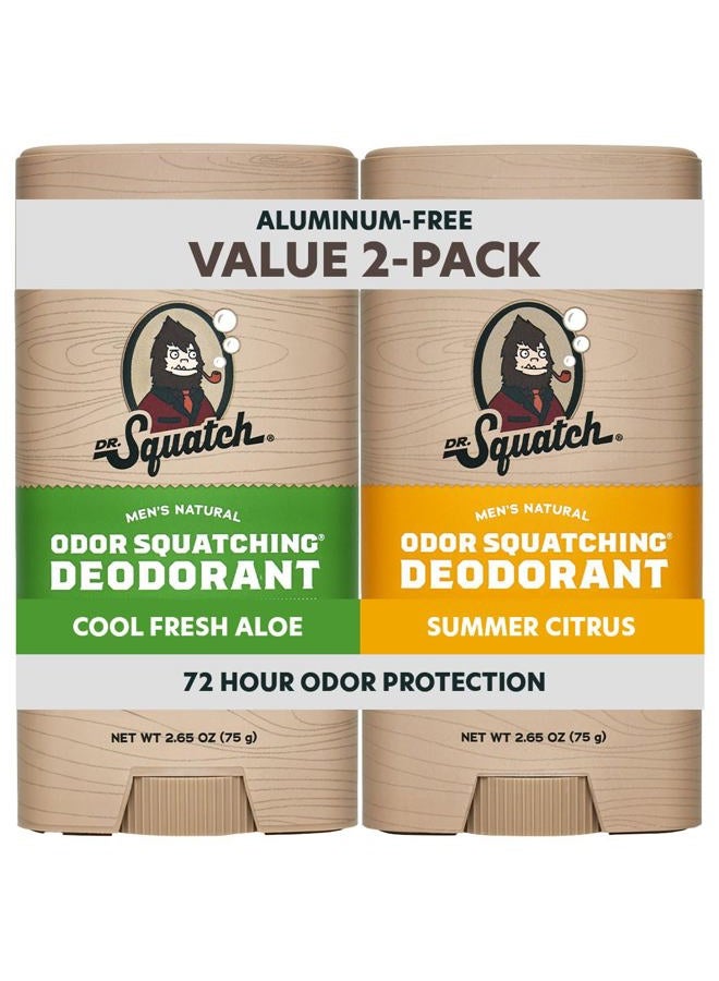 Dr. Squatch Natural Deodorant for Men - Odor-Squatching Aluminum Free - Summer Citrus & Cool Fresh Aloe (2.65 oz, 2-Pack) - Image 1