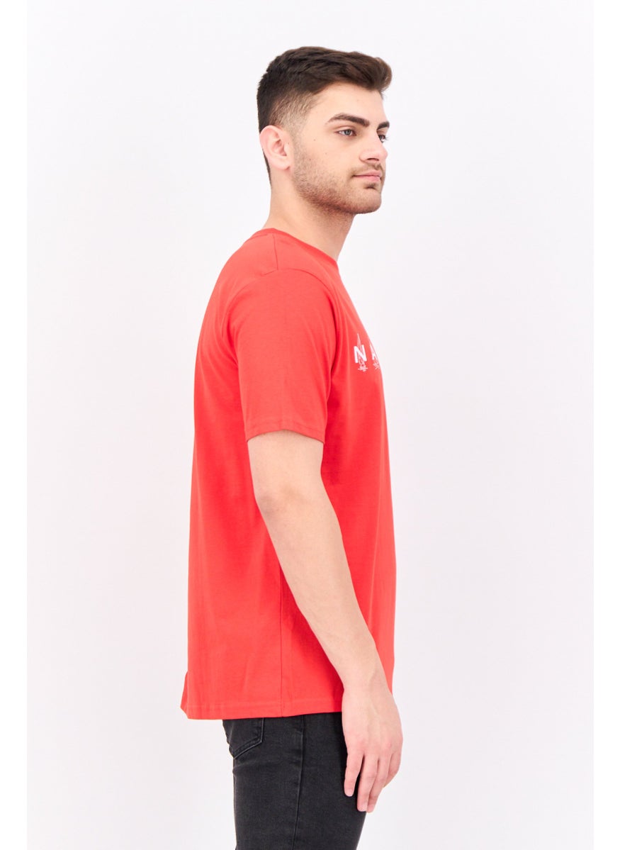 NAUTICA Men Crew Neck Short Sleeves Brand Logo T-Shirt, Red  - Image 2