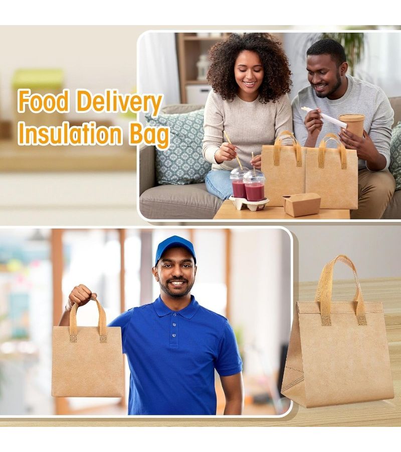 Kraft Paper Insulated Food Delivery Bags Bulk 30 Pack For Hot Cold Coffee Catering - Image 3