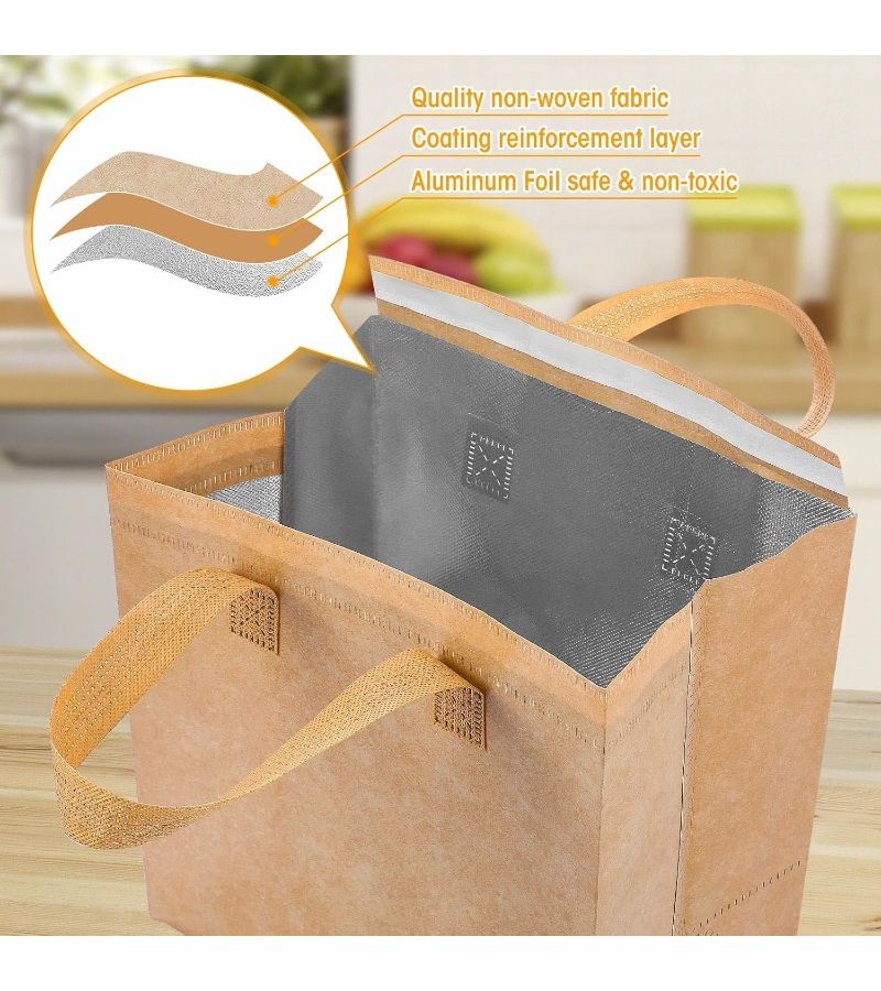 Kraft Paper Insulated Food Delivery Bags Bulk 30 Pack For Hot Cold Coffee Catering - Image 4