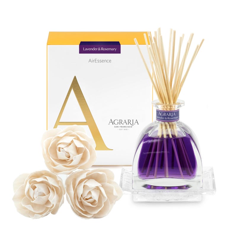 AGRARIA AirEssence Flower and Reed Diffuser Set, Handmade Sola Flower Botanical Home Fragrance Set, Scented Oil Reed Diffuser Gift for All Occasions