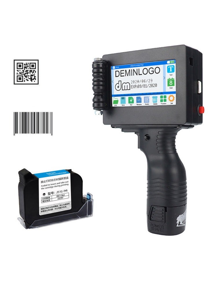 Portable 12.7mm Handheld Inkjet Printer QR Barcode Batch Number Logo Expiry Date Label Printer 25 Languages Non-encrypted - Image 1