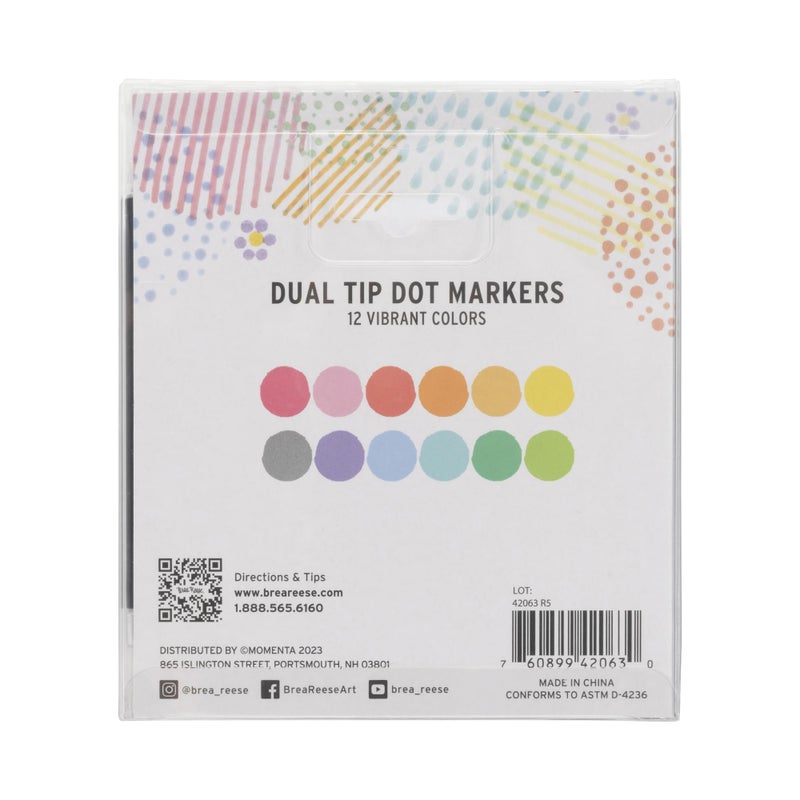 Brea Reese: Dual-Tip Dot Markers - Classic 12ct - 24 Colors, Professional Quality, Water-Based Ink, Adults Art Supplies, DIY Crafts & Scrapbooking - Image 2