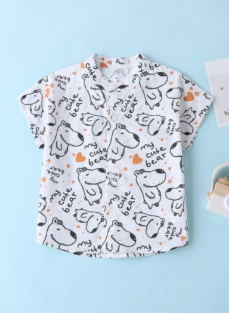 Toddler Boys Cartoon & Slogan & Heart Print Shirt  - Image 1