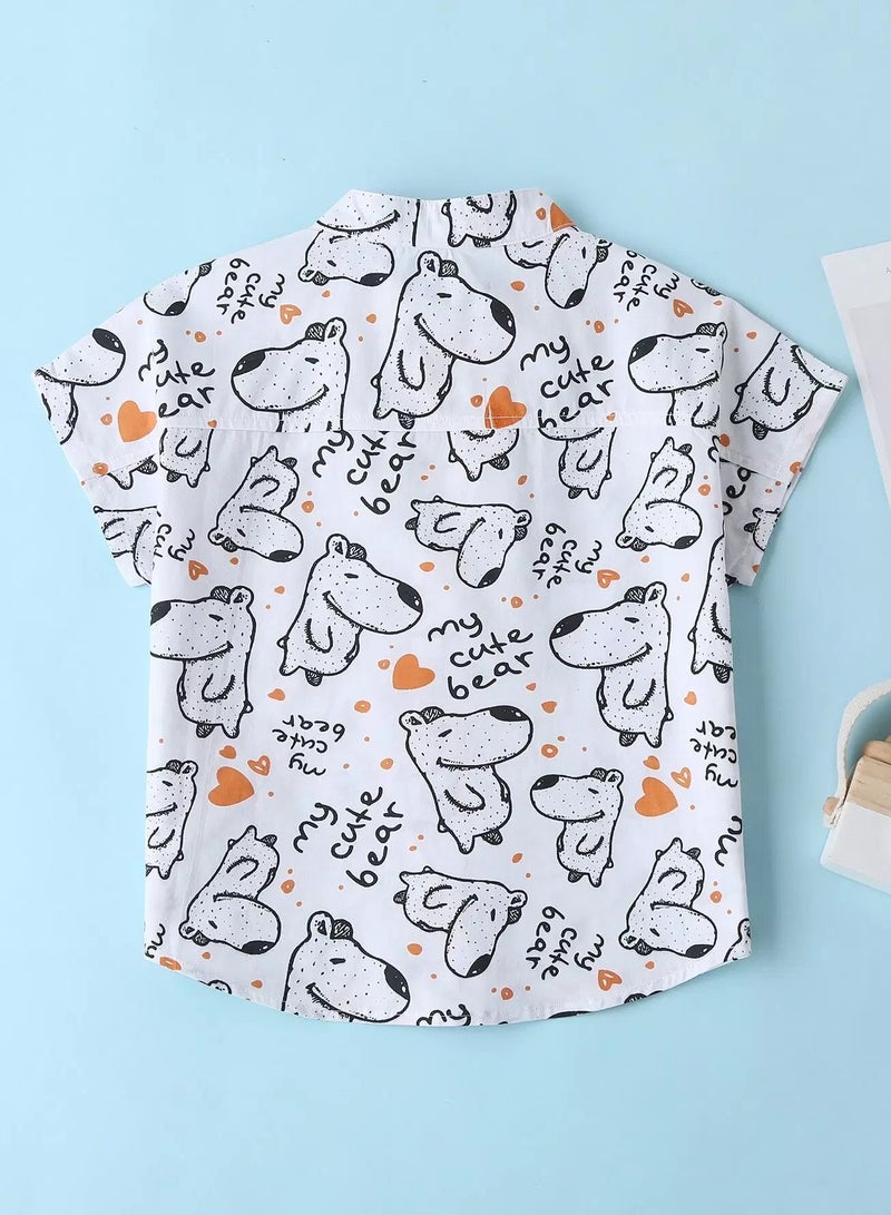 Toddler Boys Cartoon & Slogan & Heart Print Shirt  - Image 2