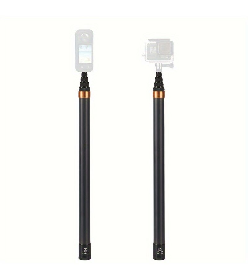 Silvery Carbon Fiber Selfie Stick Invisible Telescopic 17.72 to 114.17inch for Insta360 and Gopro Smartphone - Image 3