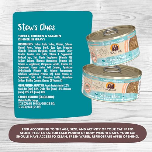 Weruva Classic Cat Stews!, Stew's Clues with Turkey, Chicken & Salmon in Gravy, 5.5oz Can (Pack of 8) - Image 5