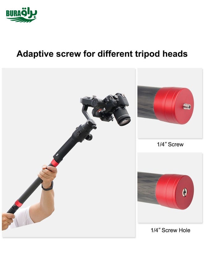 BURAQ - PULUZ Carbon Fiber Extension Monopod Pole Rod Extendable Stick for DJI / MOZA / Feiyu V2 / Zhiyun G5 / SPG Gimbal, Length: 35cm(Red) - Image 1