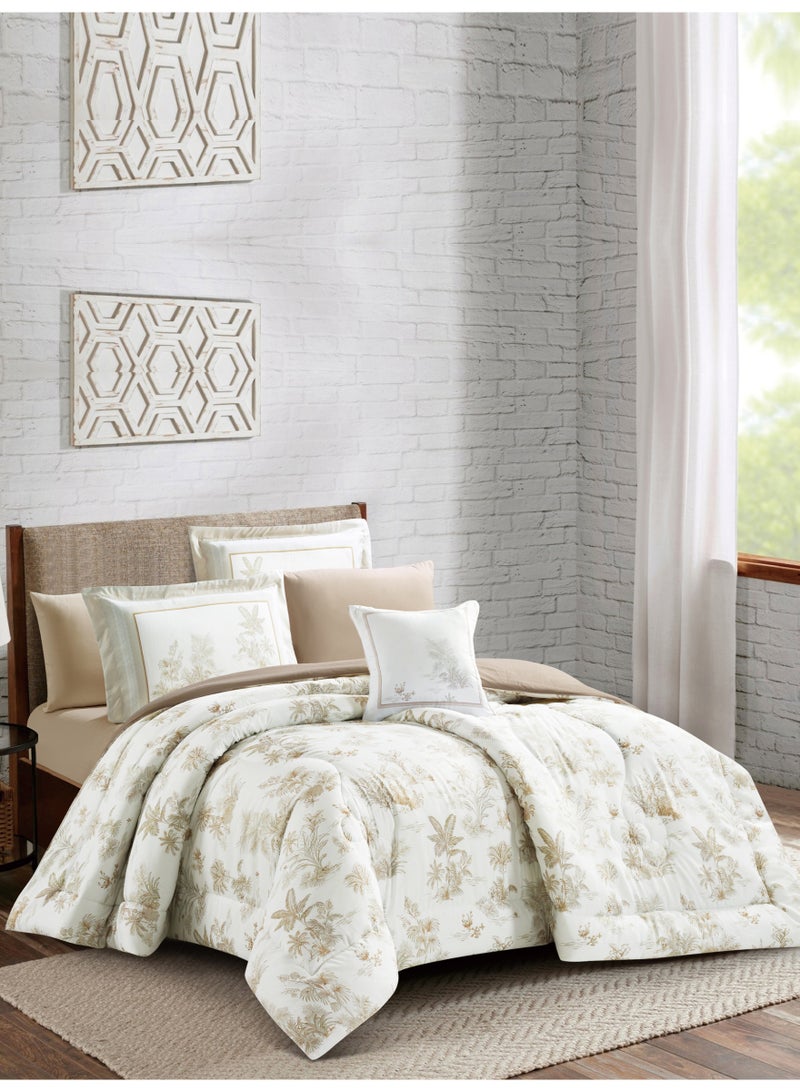 Donetella Bedding Comforter Set, King Size Fits 200x200 cm - 6-Pcs Digital Print Quilted Bed Set, Microfiber Fabric - 1 Comforter, 1 Fitted Sheet, 2 Pillow Shams, 2 Pillowcases . - Image 2