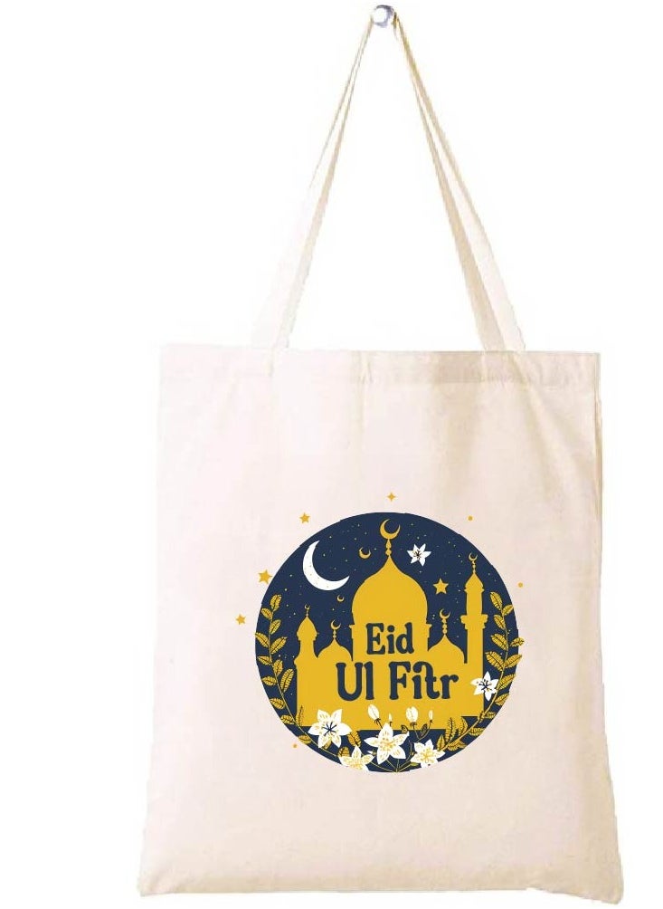 PRINTSHOP4ME Eid Cotton Shopper Bag - Reusable and Eco-Friendly Canvas Tote Bag for Women - Gift for Eid - Perfect for Shopping and Everyday Use - Celebrate Eid in Style  - Image 1
