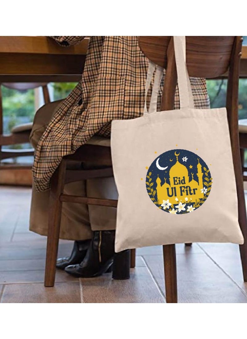 PRINTSHOP4ME Eid Cotton Shopper Bag - Reusable and Eco-Friendly Canvas Tote Bag for Women - Gift for Eid - Perfect for Shopping and Everyday Use - Celebrate Eid in Style  - Image 3