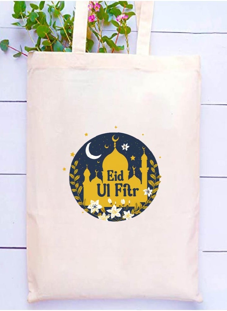 PRINTSHOP4ME Eid Cotton Shopper Bag - Reusable and Eco-Friendly Canvas Tote Bag for Women - Gift for Eid - Perfect for Shopping and Everyday Use - Celebrate Eid in Style  - Image 2