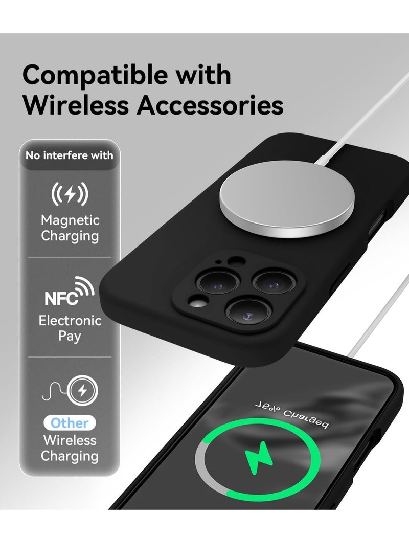 Black Silicone Case for iPhone 16 Pro – MagSafe Compatible, Camera Protection, Anti-Scratch Microfiber Lining, Includes 2 Screen Protectors - Image 4