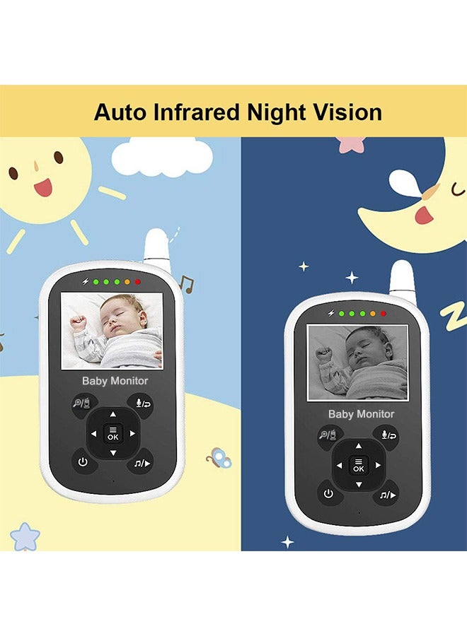 أوشن 2.4 "شاشة عرض ببطارية ليثيوم أيون سعة 950 ميللي ساعة، جهاز مراقبة الطفل بكاميرا وصوت، رؤية ليلية، كلام ثنائي الاتجاه، رصد درجة الحرارة وعزف التهويدات، دعم 2 X التكبير الرقمي، كاميرا مراقبة الطفل - Image 5