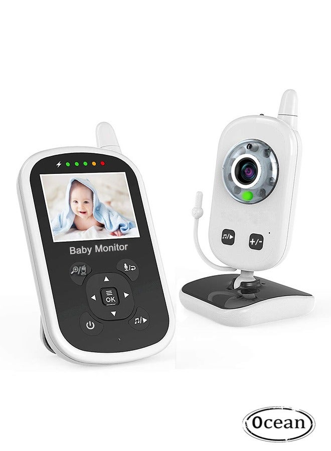 أوشن 2.4 "شاشة عرض ببطارية ليثيوم أيون سعة 950 ميللي ساعة، جهاز مراقبة الطفل بكاميرا وصوت، رؤية ليلية، كلام ثنائي الاتجاه، رصد درجة الحرارة وعزف التهويدات، دعم 2 X التكبير الرقمي، كاميرا مراقبة الطفل - Image 2