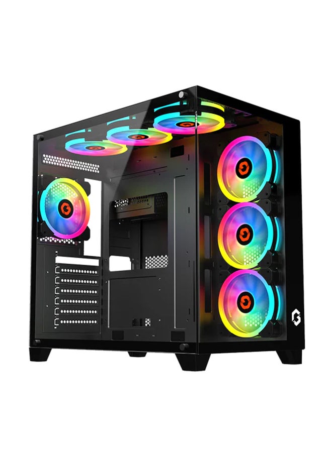 GAMEON Emperor Midnight Series Mid Tower Gaming Case - ARGB+Remote, 7 Fans & type-c Case Black - Image 2