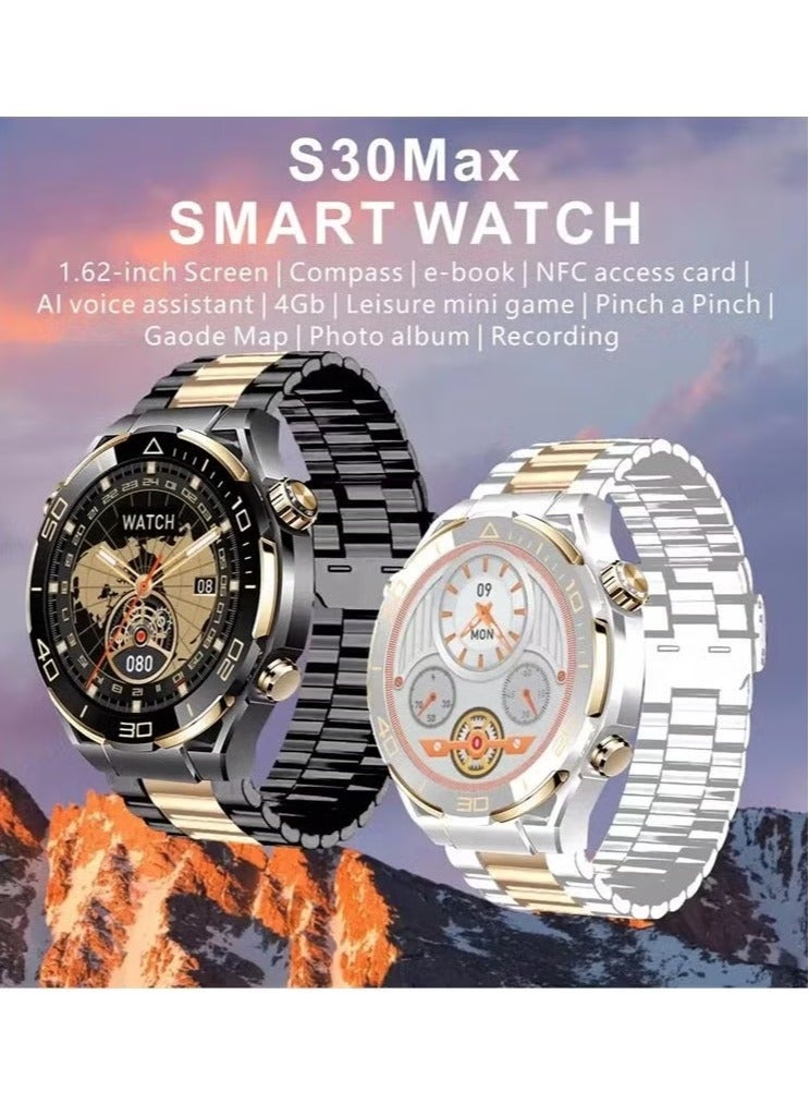 JAJEEK S30 Max Men’s Smartwatch with 1.62-Inch Touchscreen, 4GB ROM, Photo Album, Local Music, NFC, Bluetooth Calling, Voice Memo, Wireless Charging, Compass, and Fitness Tracker – Stylish and Versatile Design for Men - Image 3