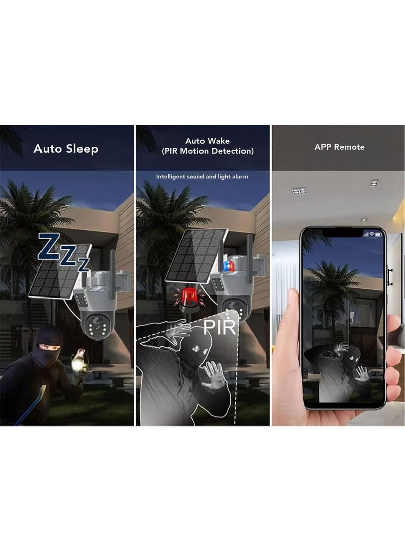 JAJEEK 1080P Dual HD Lens Outdoor Security Camera – Wireless WiFi IP CCTV Camera with Solar Charging, Night Vision, Two-Way Audio, Motion Detection, Waterproof & Weatherproof Design, App Control, Includes 64GB SD Card, Ideal for Home, Garden, Garage, Entryway, and Office Security - Image 5