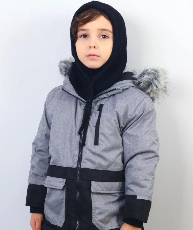 Ritnice Kids Drawstring Black Balaclava Knitwear Beret / Headgear