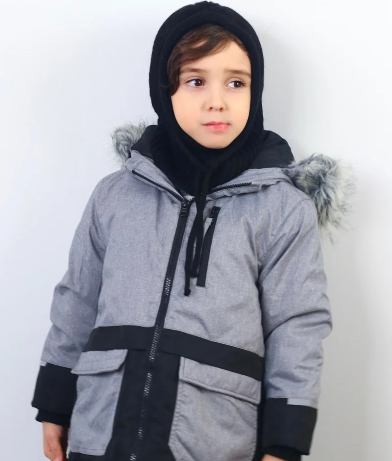 Ritnice Kids Drawstring Black Balaclava Knitwear Beret / Headgear