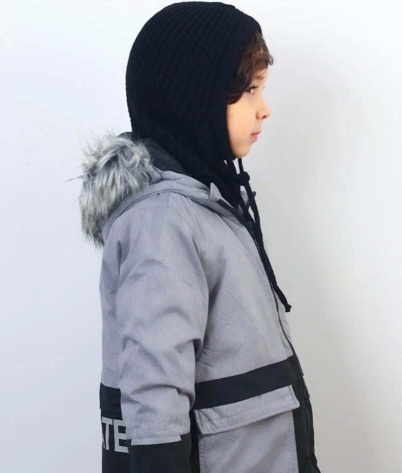 Ritnice Kids Drawstring Black Balaclava Knitwear Beret / Headgear