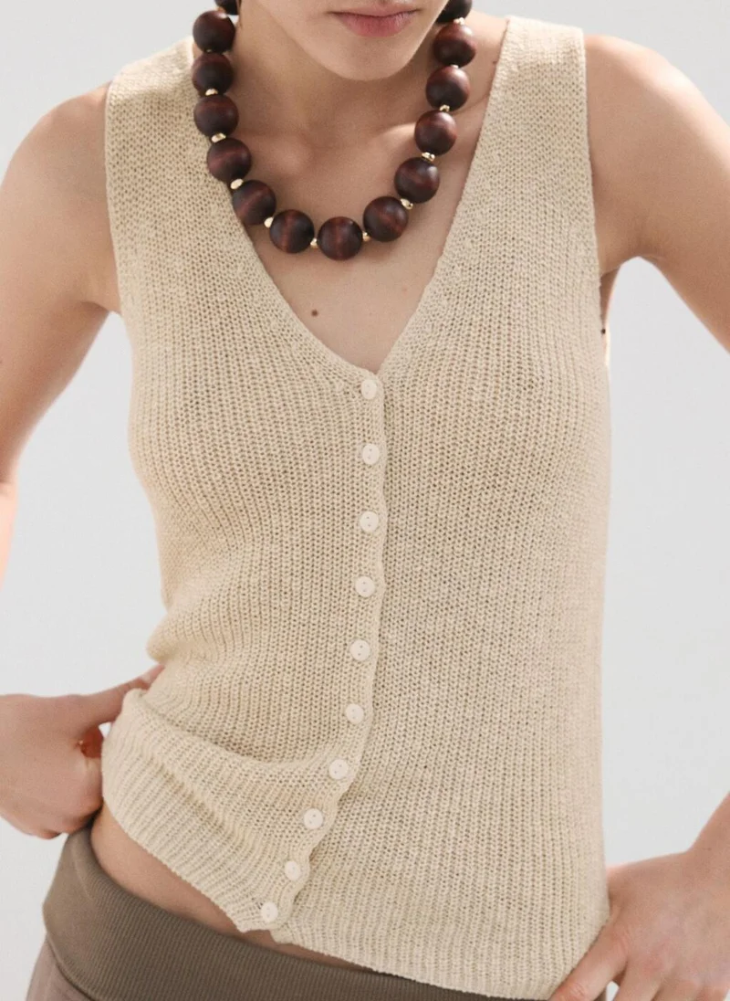 MANGO Openwork knitted waistcoat