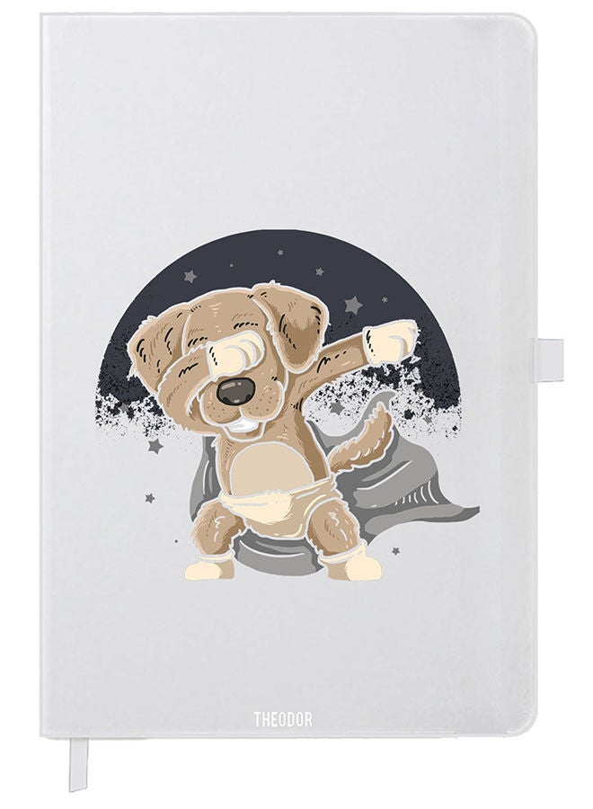 Theodor Designer A5 Thick White Hardcover Notebook Dab Dog - Image 1