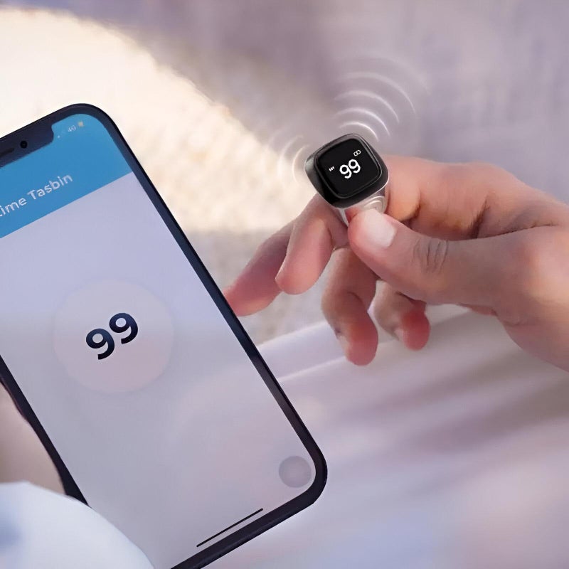 Zikr Ring – Advanced smart ring featuring prayer time alerts, OLED screen display, and convenient button for continuous remembrance and mindfulness. - Image 1