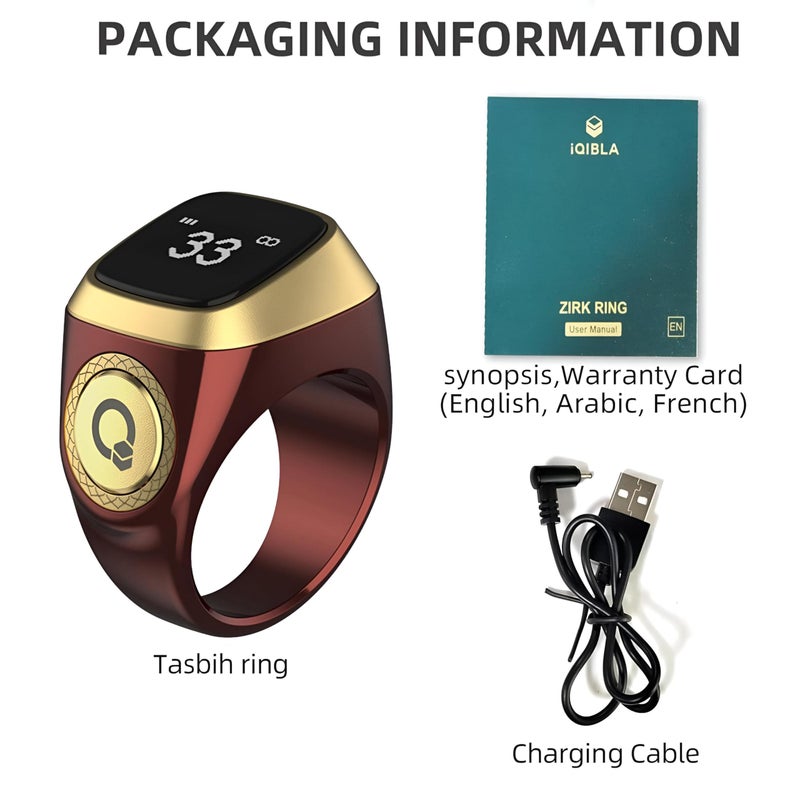 Zikr Ring – Advanced smart ring featuring prayer time alerts, OLED screen display, and convenient button for continuous remembrance and mindfulness. - Image 5