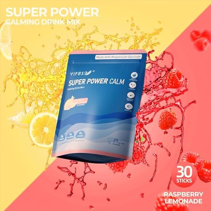 VIFSSG Super Power Calming Powdered Drink Mix, Raspberry Lemonade 30 Packets, L-Theanine, Ksm-66 Ashwagandha, Magnesium Glycinate, Vitamin D3 Supplements, Sugar-Free, Non-GMO for Relax & Focus - Image 3