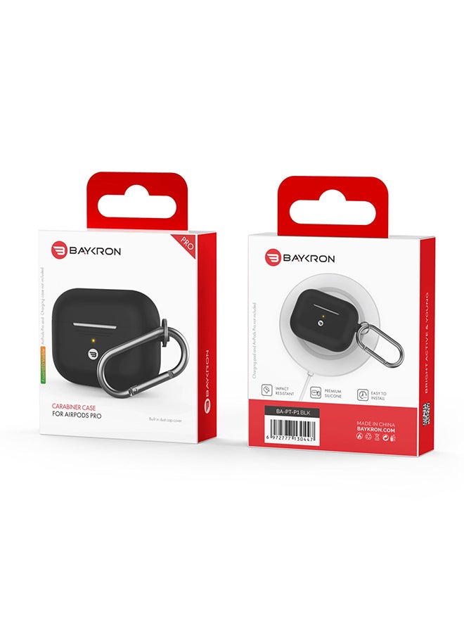 Baykron Silicone Case For Apple AirPods Pro With Carabiner Black - Image 2