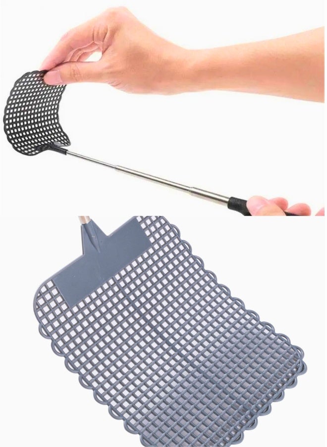 تريدجيت مضرب ذباب يدوي قابل للتمدد بمقبض معدني تلسكوبي - أداة مكافحة حشرات طويلة المدى	مضرب حشرات محمول يدوي للبعوض والذباب والحشرات الطائرة - Image 4