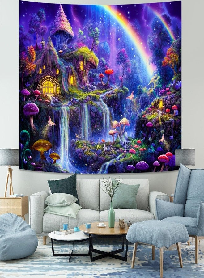 Kanuyee Blacklight Tapestry Neon Tapestry Wall Hanging Enchanted Forest Waterfall tapestries For Bedroom UV tapestries Wall Hanging for Bedroom and Living Room Fantasy 36×48 Inches - Image 2