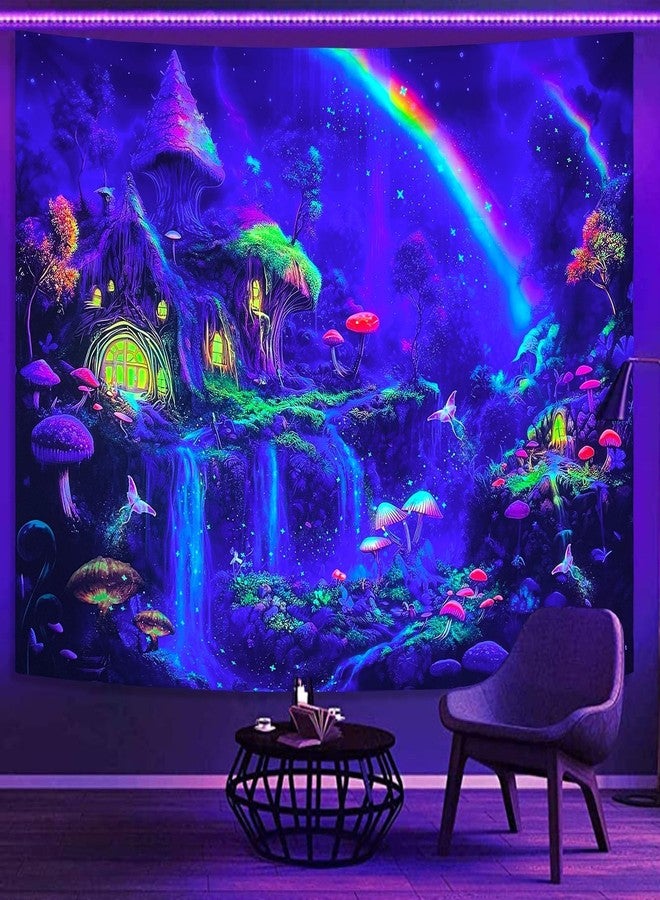 Kanuyee Blacklight Tapestry Neon Tapestry Wall Hanging Enchanted Forest Waterfall tapestries For Bedroom UV tapestries Wall Hanging for Bedroom and Living Room Fantasy 36×48 Inches - Image 4