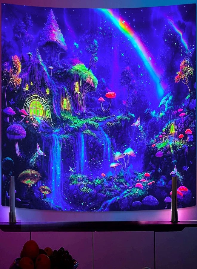 Kanuyee Blacklight Tapestry Neon Tapestry Wall Hanging Enchanted Forest Waterfall tapestries For Bedroom UV tapestries Wall Hanging for Bedroom and Living Room Fantasy 36×48 Inches - Image 3