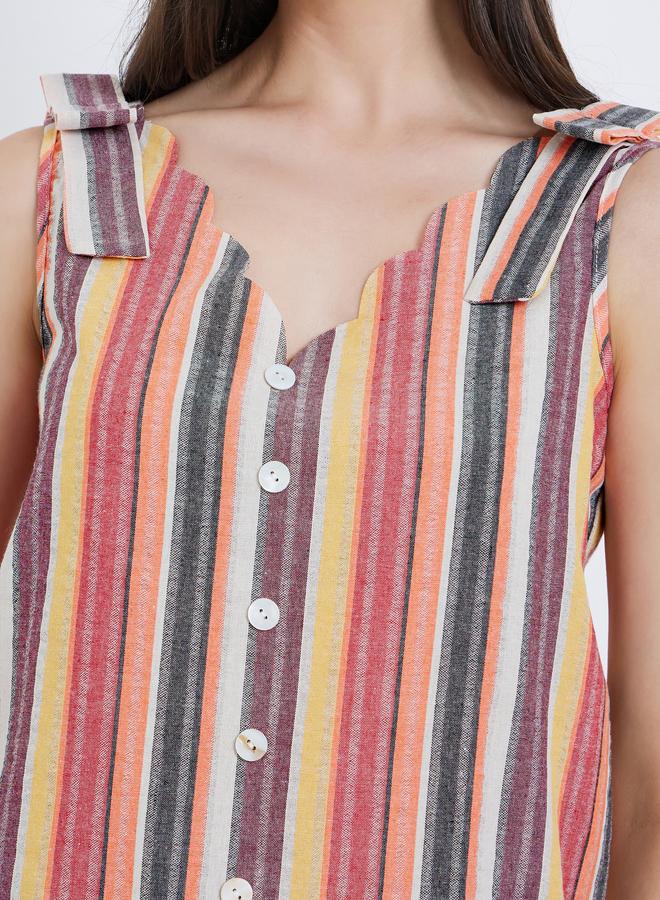 تايك تو بلوزة مخططة بحمالات - Image 3