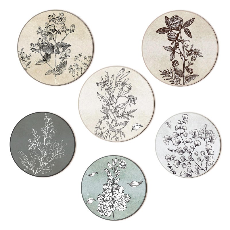 باري دات 6 قطع ديكور فني جداري نباتي بأسلوب بوهيمي خشبي مزرعة ريفية عتيقة للتعليق على الجدران لغرفة النوم وغرفة المعيشة والمكتب 8 بوصة 10 بوصة