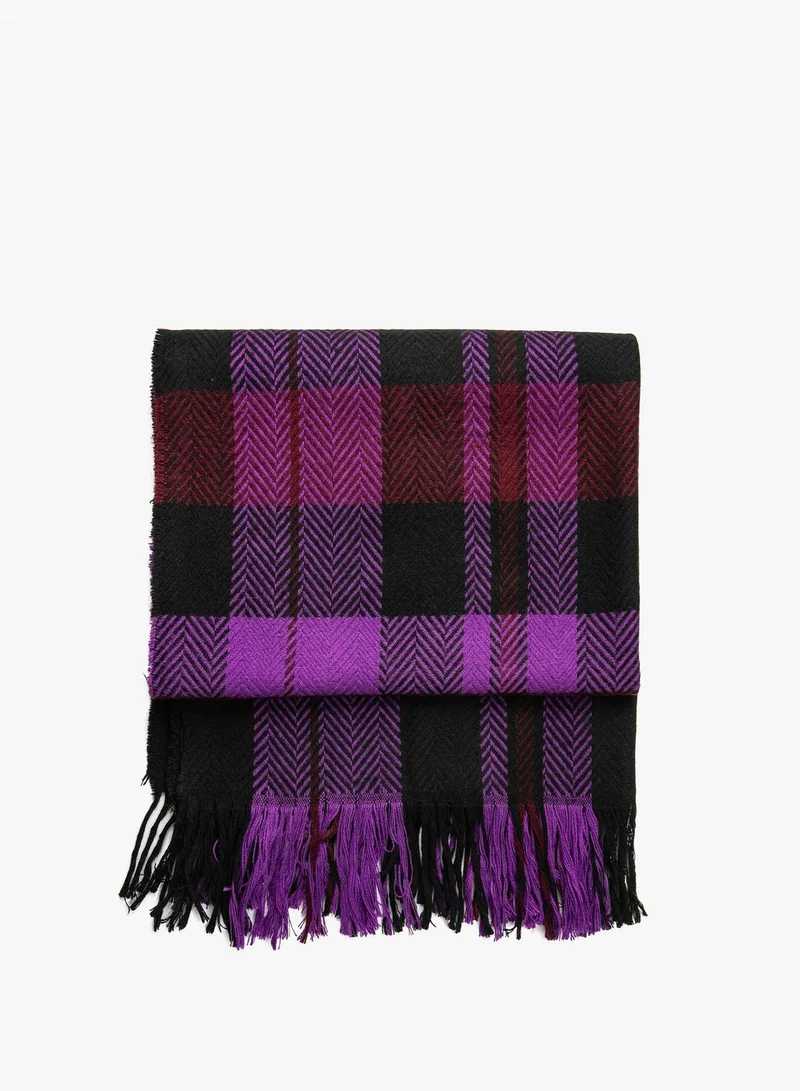 KOTON Scarf Plaid Patterned Soft Touch Tasseled