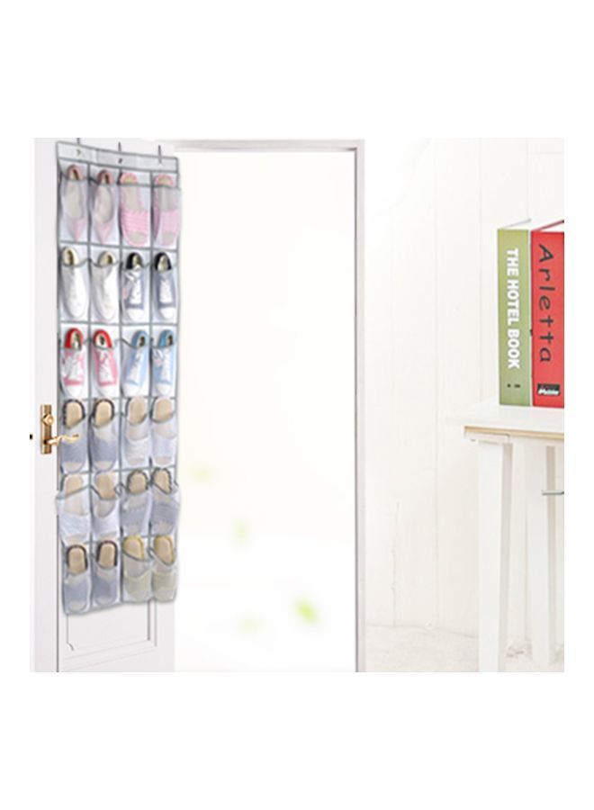 NIBEMINENT 24-Pocket Hanging Shoes Rack White 48x168x1centimeter - Image 3