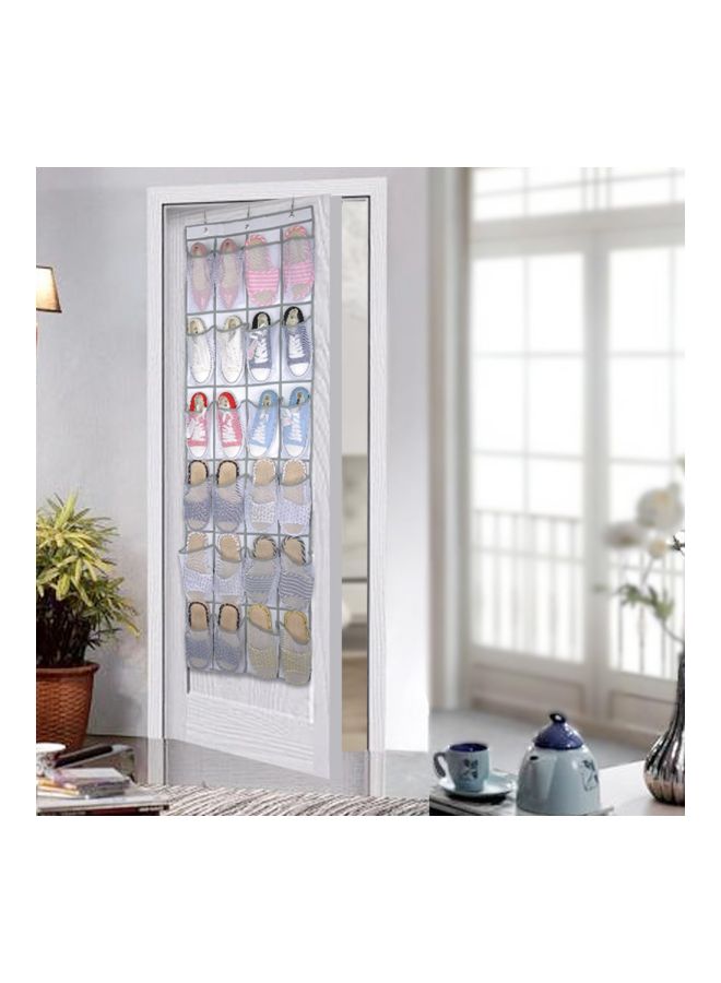 NIBEMINENT 24-Pocket Hanging Shoes Rack White 48x168x1centimeter - Image 4