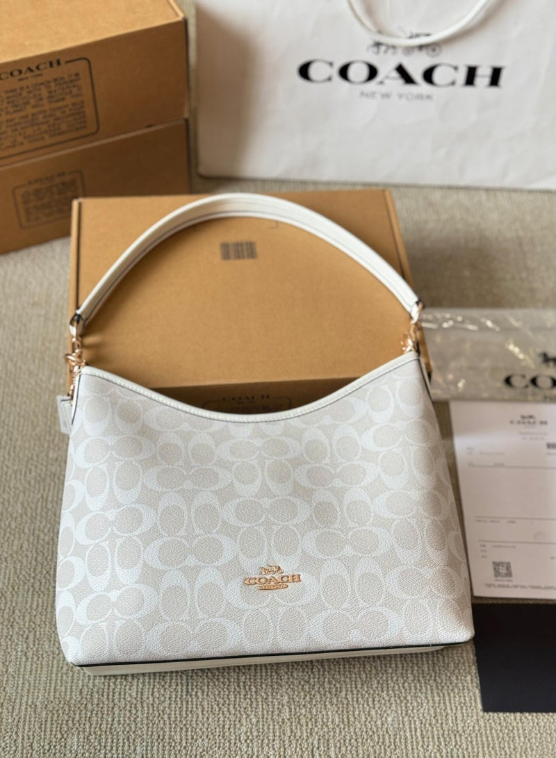 COACH Store COACH Women's LAUREL31 Medium Classic Logo Shoulder Bag White - Image 1