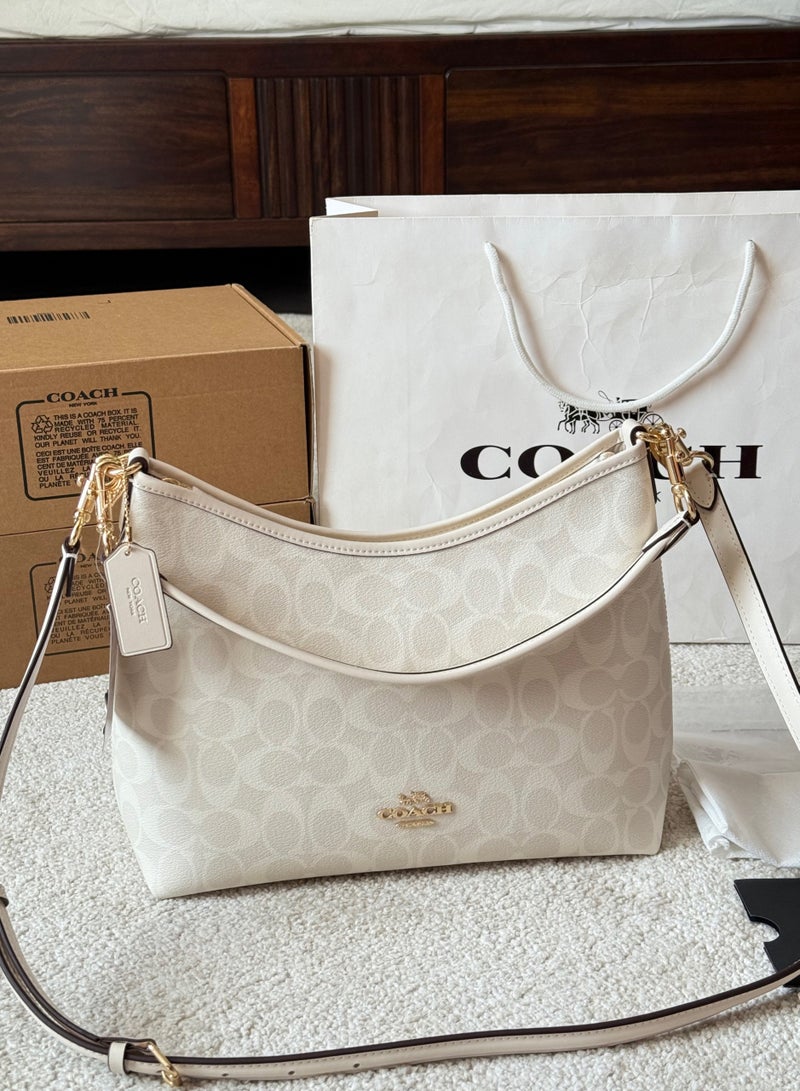 COACH Store COACH Women's LAUREL31 Medium Classic Logo Shoulder Bag White - Image 2