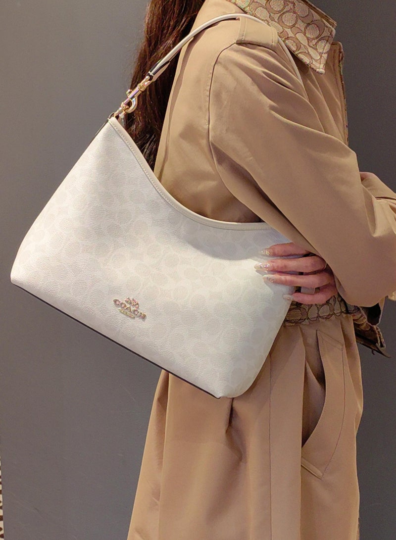 COACH Store COACH Women's LAUREL31 Medium Classic Logo Shoulder Bag White - Image 4