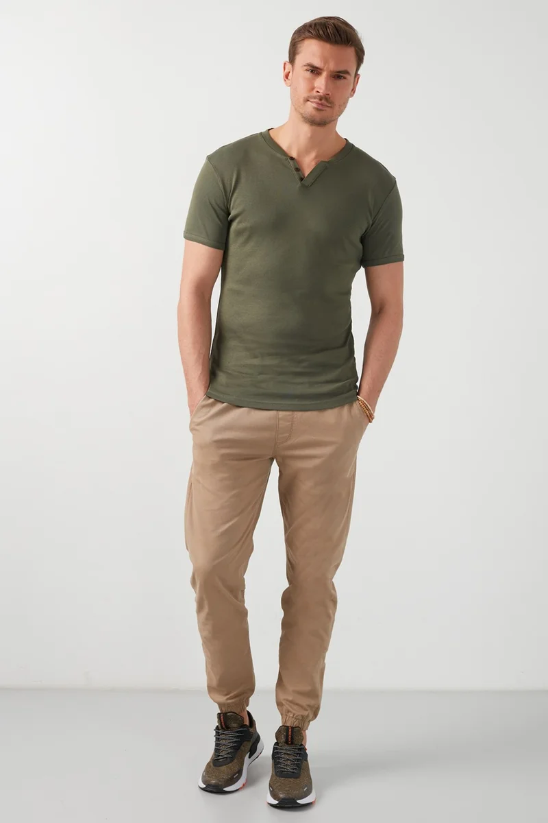 Buratti Cotton Button Detail Slim Fit V Neck 3-Pack T Shirt Men's T Shirt 5902122S3