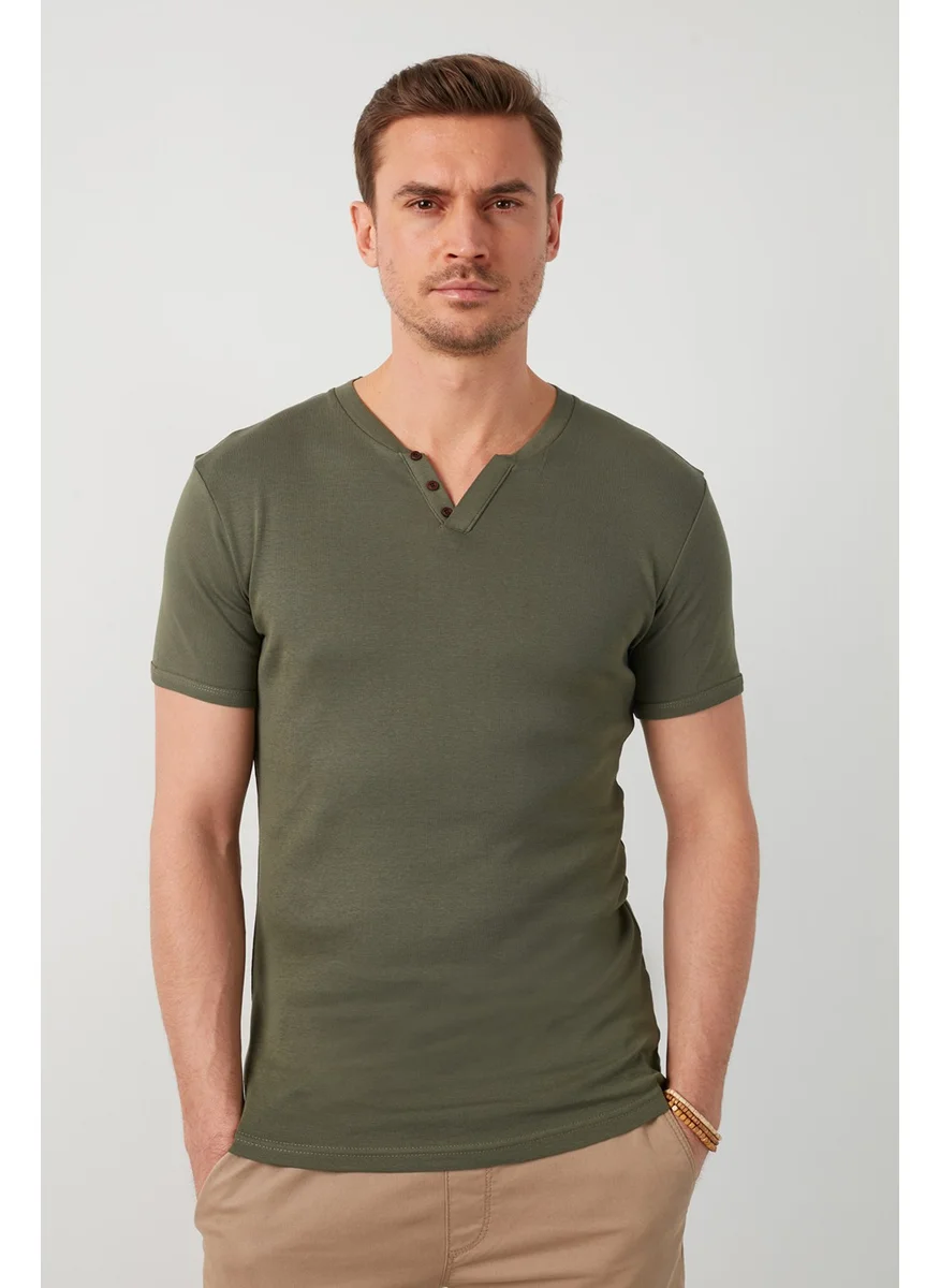 Buratti Cotton Button Detail Slim Fit V Neck 3-Pack T Shirt Men's T Shirt 5902122S3