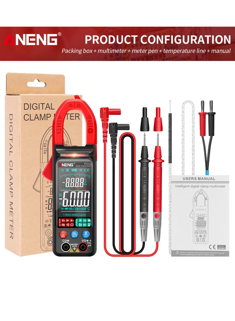 ANENG ST212 Clamp Meter Intelligent Digital Clamp Multimeter 6000 Counts Smart AC & DC Voltmeter 400A Ammeter VA Colored Display Auto Range Clamp Type Tester NCV Non-contact Voltage Measurer Resistanc - Image 2