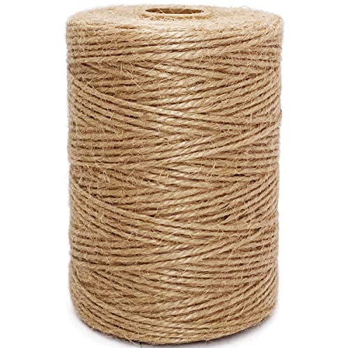 Jute Twine String 328 Feet Durable Natural Jute Rope String Perfect for Arts Crafts Mason Jars Knife Handle Wrapping Wedding Decorations Home Gardening Durable Packing String for Gifts PresentsBrown